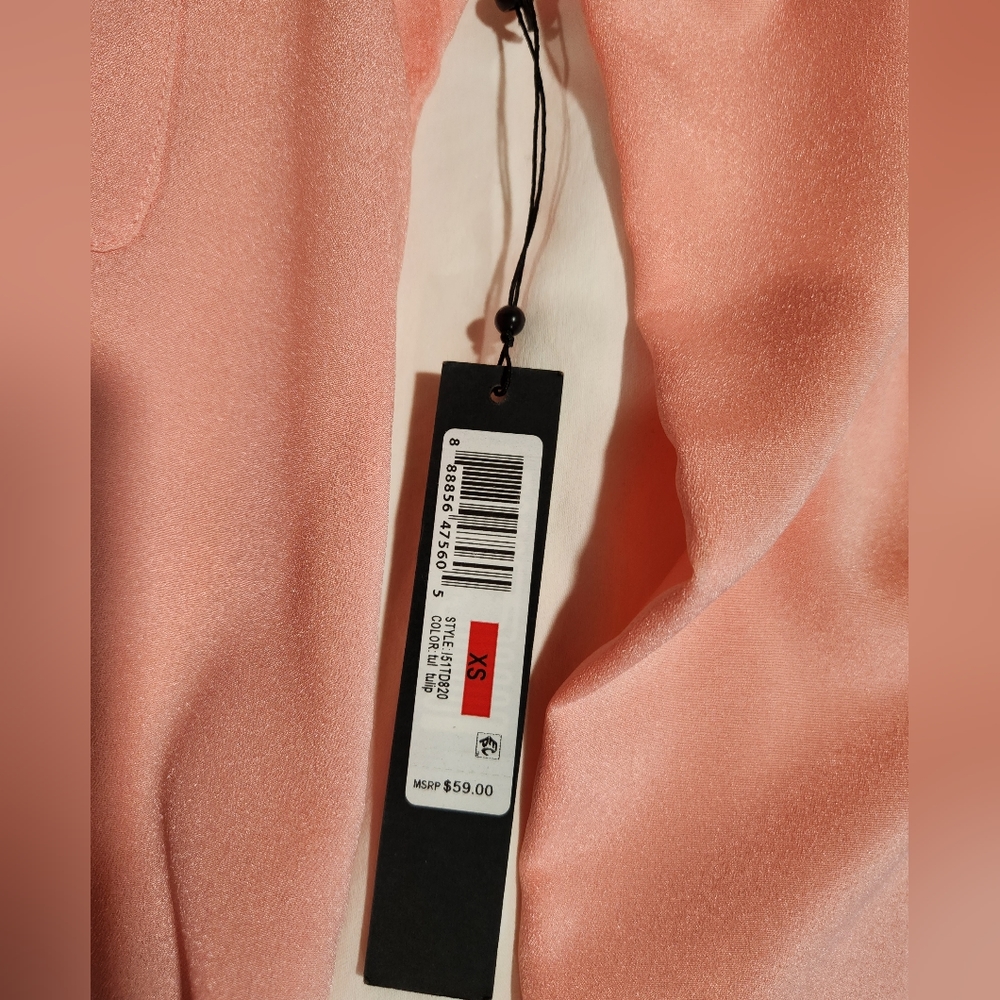 Ivanka Trump Women's Split V-Neck Roll Tab Sleeve Blouse Light Peach XS NWT - Picture 4 of 5